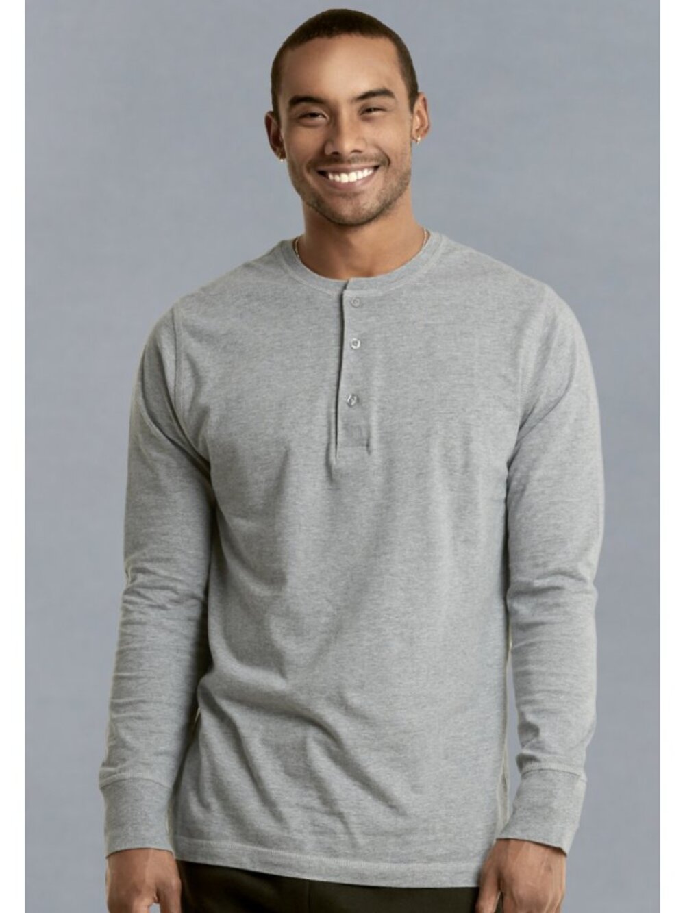 $10 SALE Men's Knocker Cotton Blend Henley Shirt - Heather Gray